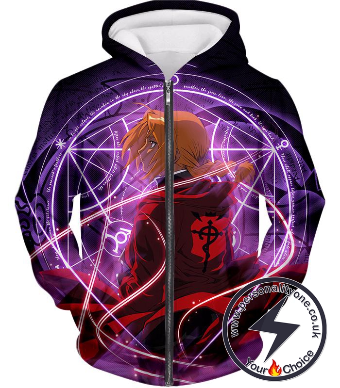 Fullmetal Alchemist Fullmetal Alchemist Edward Elrich Anime Alchemy Action Zip Up Hoodie